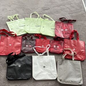 12 lululemon athletica Assorted reusableTote Bag Set - Red, Black, White, Green